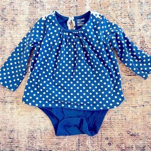 Gap baby girl layered long sleeve onesie tee blue dots 6-12 months